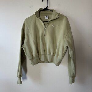 Nike Phoenix Fleece 1/4 Zip Crop in Light Green